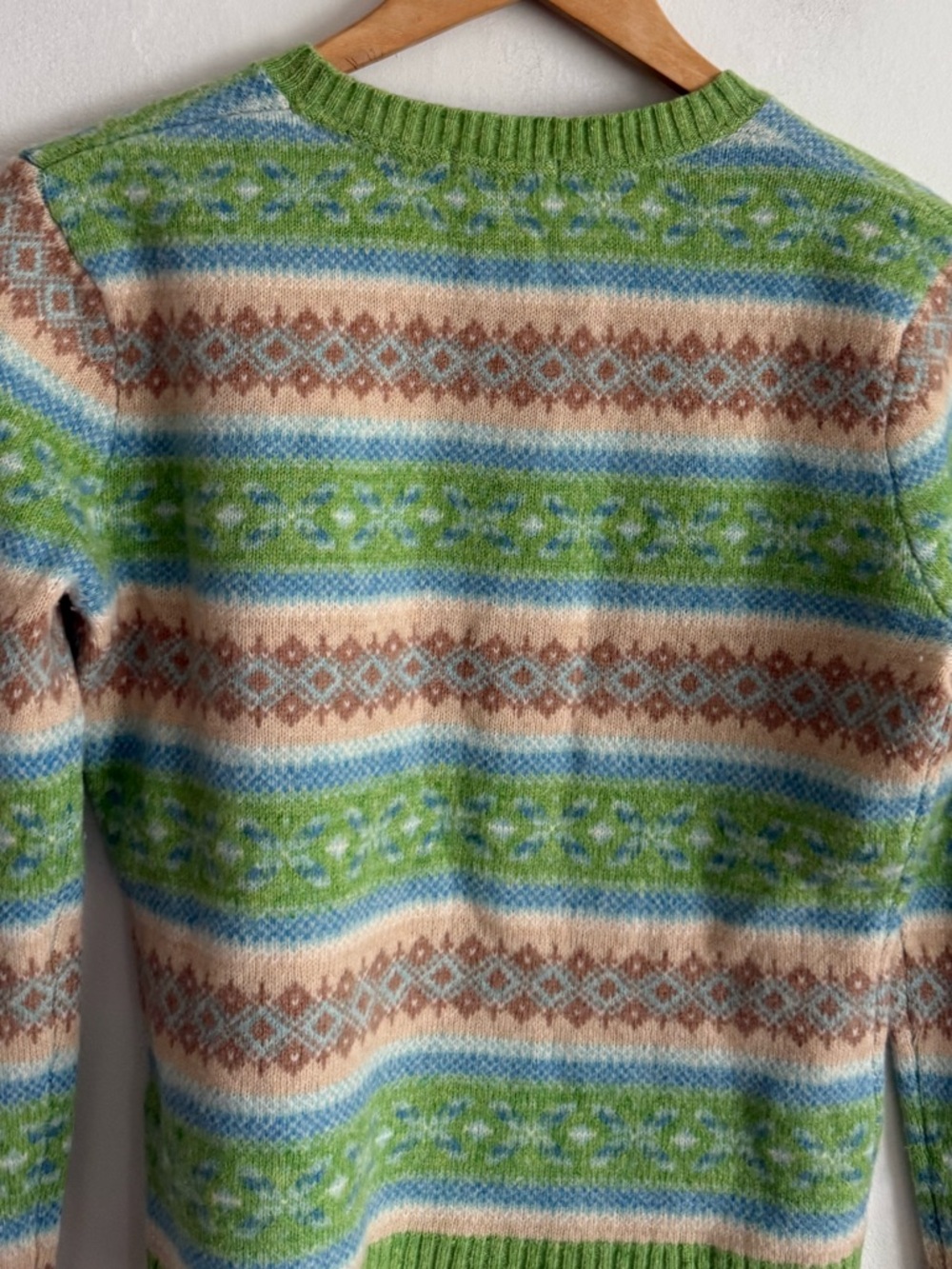 QUEST Fair Isle Wool Sweater – Green Multicolor Pattern (S) - Picture 5 of 5